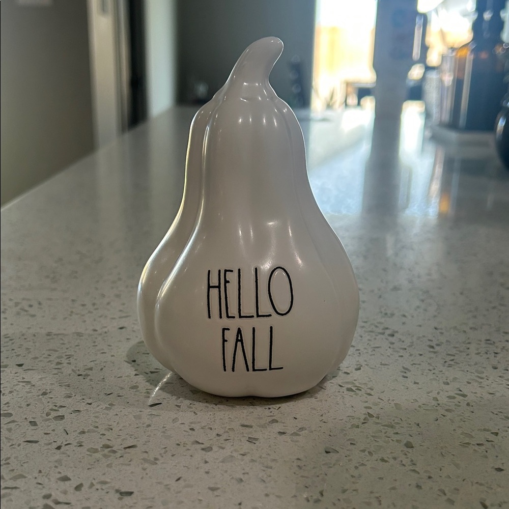 Hobby Lobby White 'Hello Fall' Ceramic Gourd